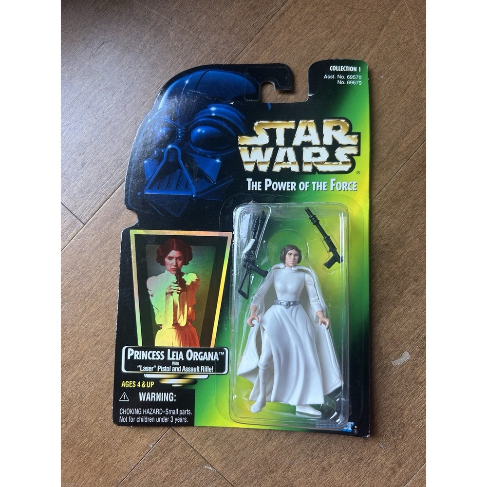 STAR WARS 1997 POTF 3 band Princess Leia Organa Laser Pistol Green Card Hologram